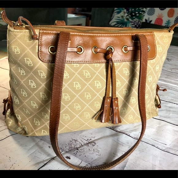 Dooney & Bourke Tan & Pink Tassel Zip Bag - Picture 5 of 11